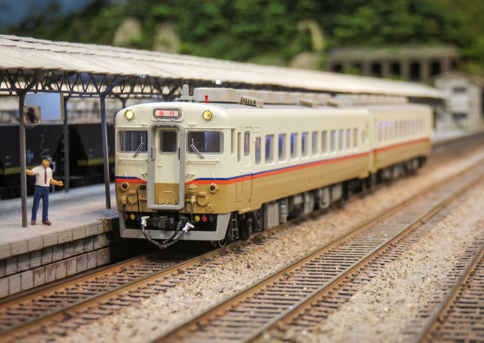 キハ58／65急行形気動車 JR九州急行色　4両セット キハ58／65形 JR九州急行色の模型の無料の写真素材 - ID.80684