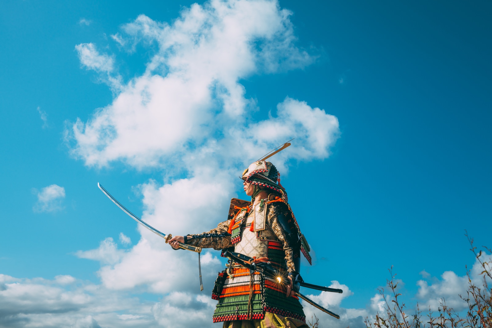 刀を構える空の下の武将の無料の写真素材 - ID.82190｜フリー素材 ぱくたそ