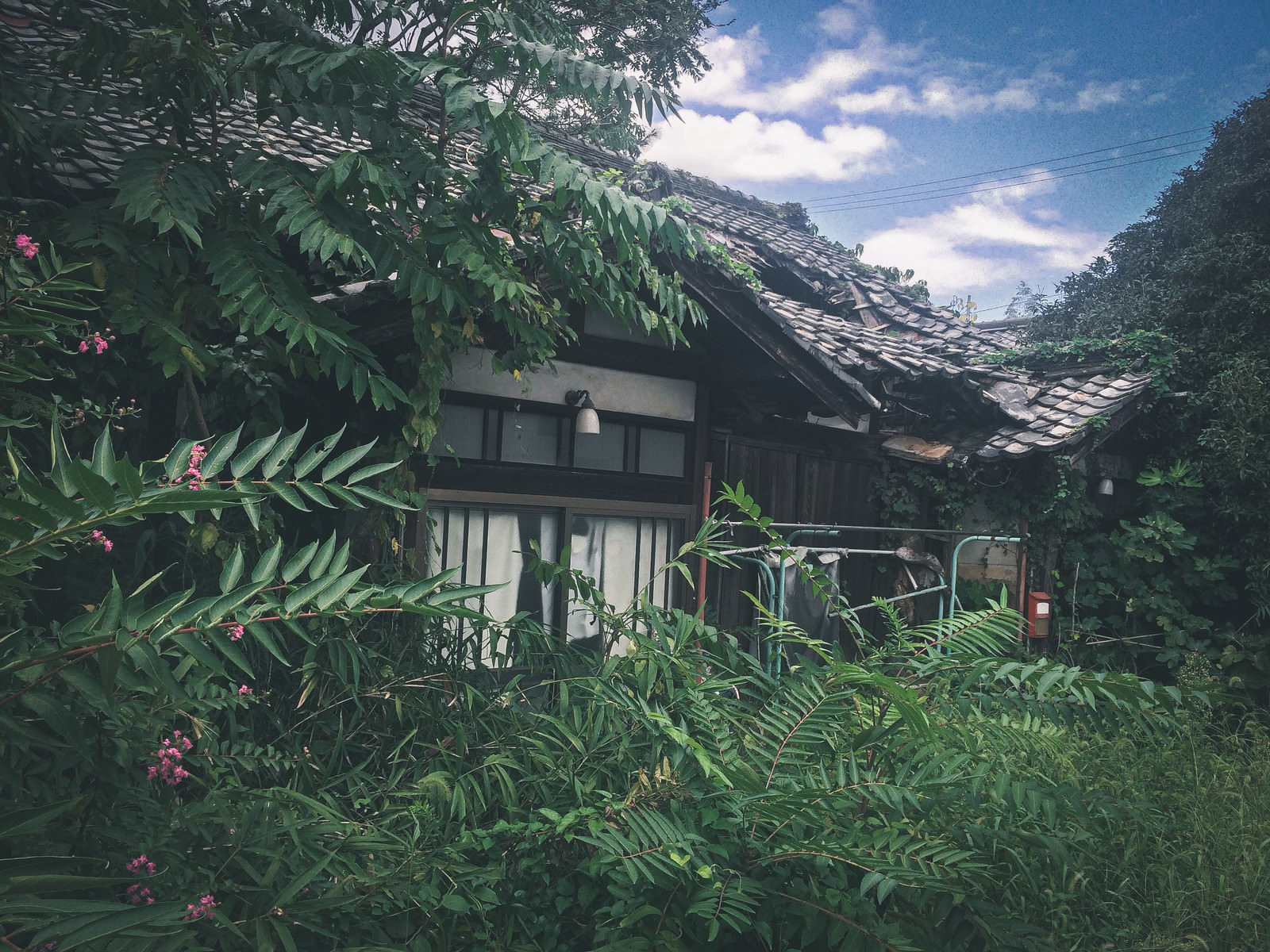 瓦屋根が倒壊し誰も住んでいないであろう廃屋の写真素材 ぱくたそ