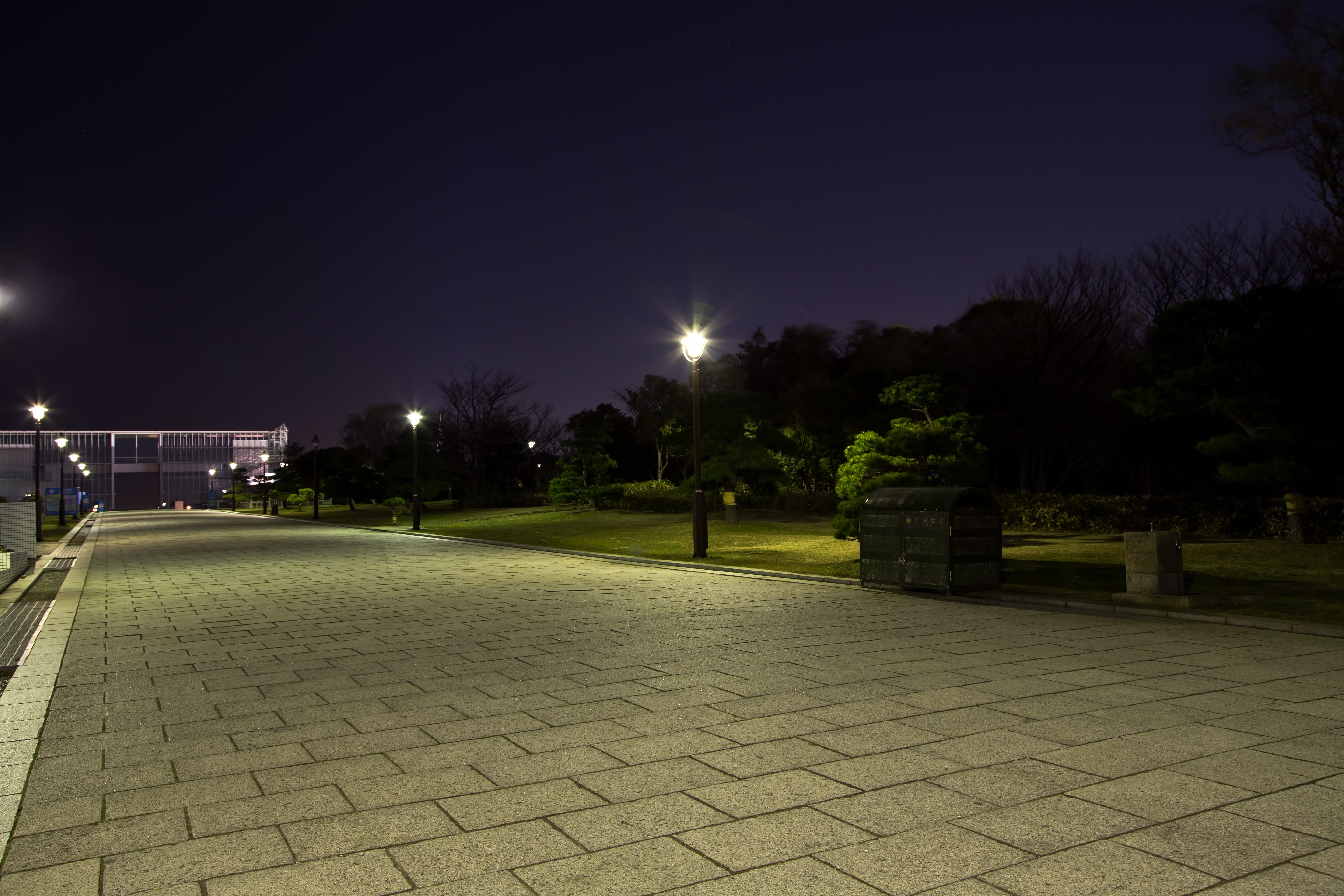 夜の葛西臨海公園の展望広場まで｜ぱくたそフリー素材