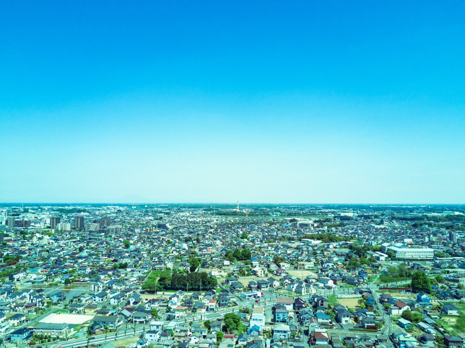 古河市ドローン練習場上空からの街並みの写真を無料ダウンロード フリー素材 ぱくたそ