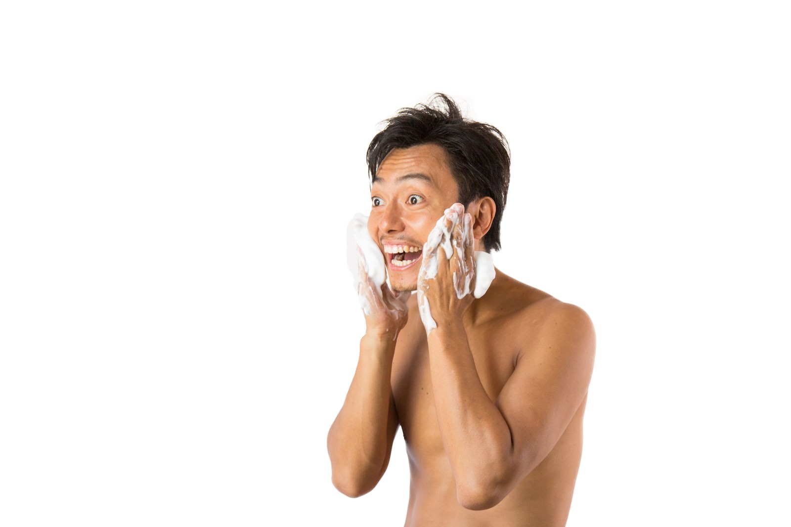 「洗顔スッキリ男子 | フリー素材のぱくたそ」の写真［モデル：藤沢篤］