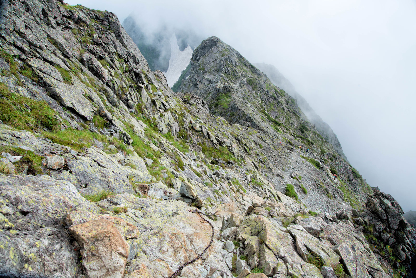 吊尾根の鎖場 穂高連峰 の写真素材 ぱくたそ