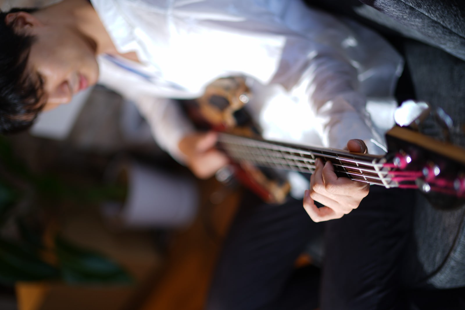 「ベースを奏でるミュージシャン | フリー素材のぱくたそ」の写真［モデル：村田裕章］