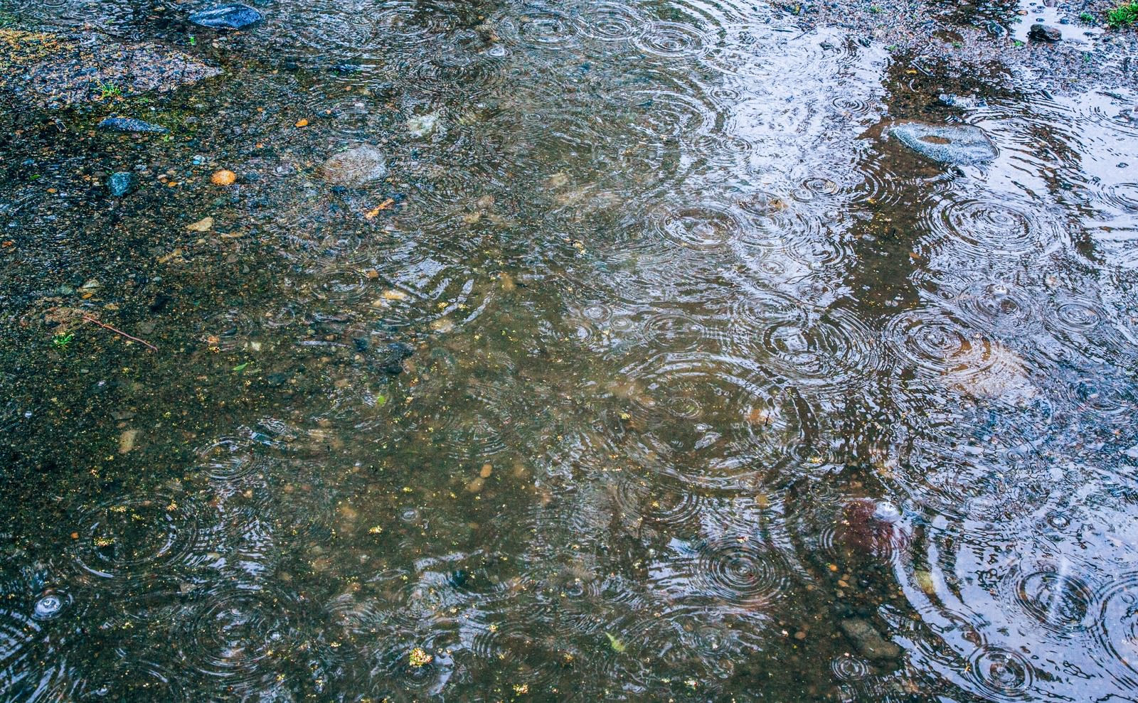 「水溜りの波紋 | フリー素材のぱくたそ」の写真