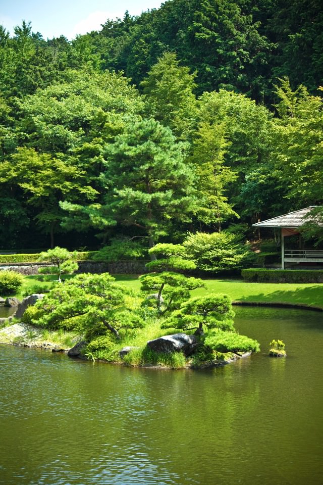 日本庭園の池の写真素材 ぱくたそ