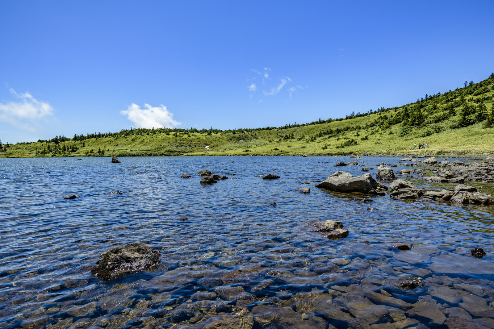 「山の上に現れた高層湿原と湖（吾妻連峰）」