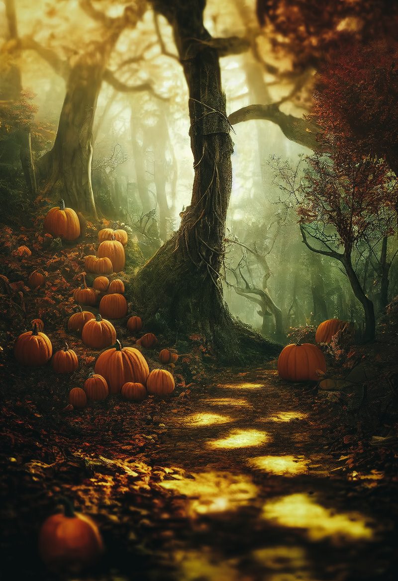 「幻想的な森とかぼちゃ（ハロウィン） | フリー素材のぱくたそ」の写真