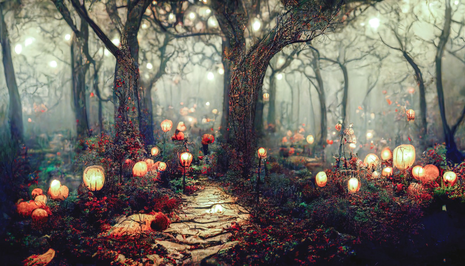 「幻想的なハロウィンの森 | フリー素材のぱくたそ」の写真