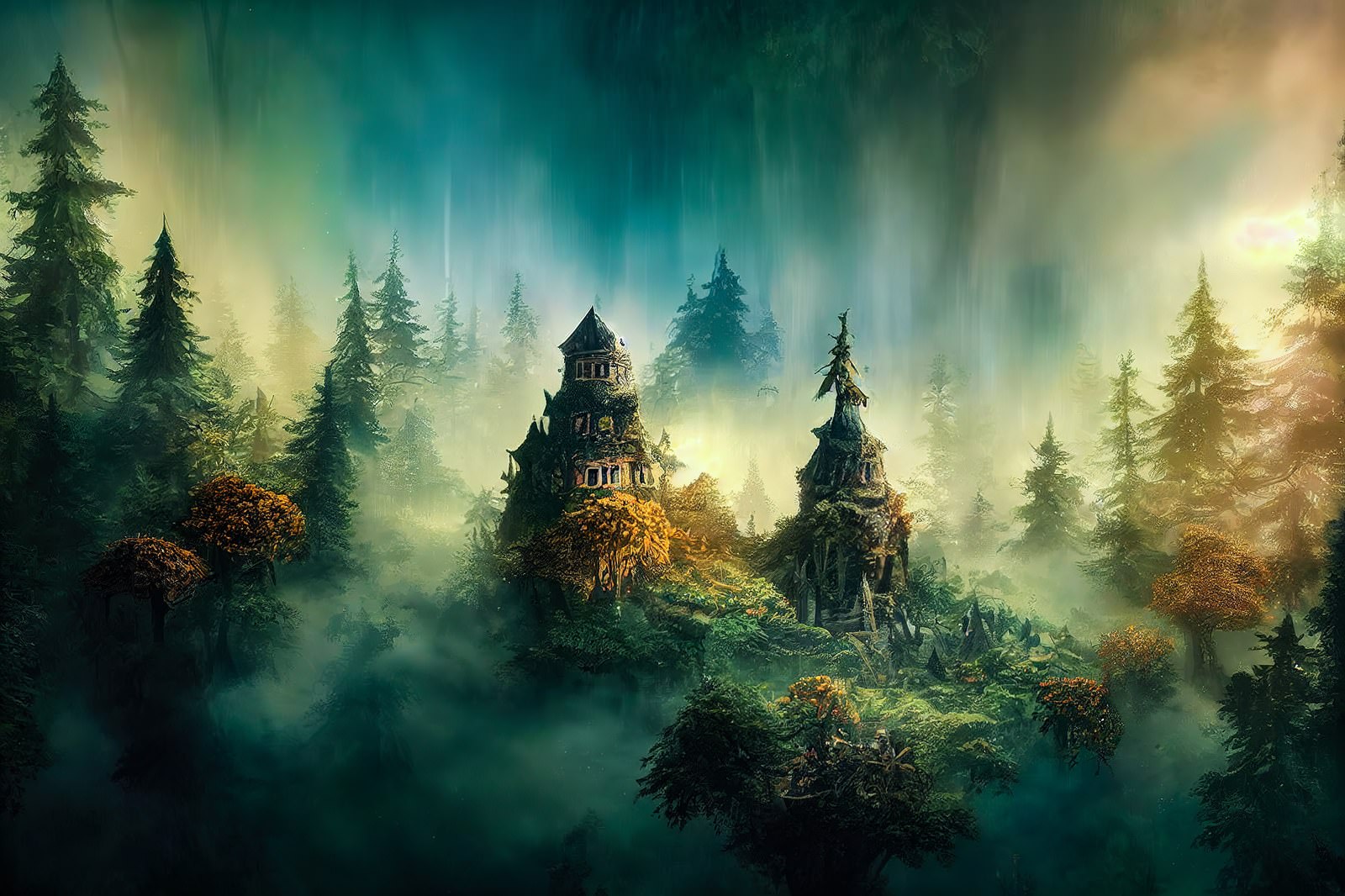 「濃霧に包まれた魔女の家 | フリー素材のぱくたそ」の写真