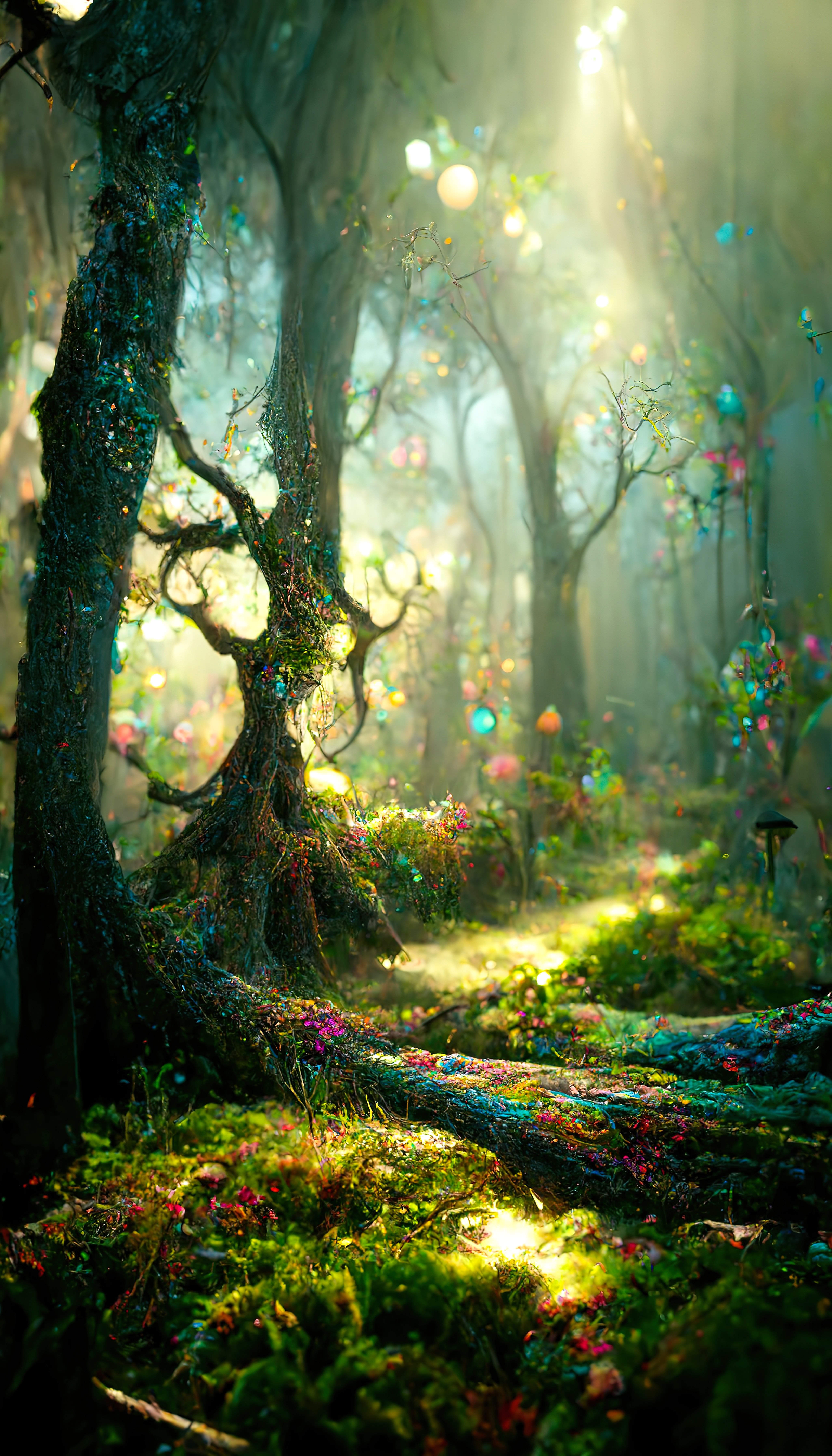 神々しい光が差し込むケミカルフォレストのai画像素材 ぱくたそ