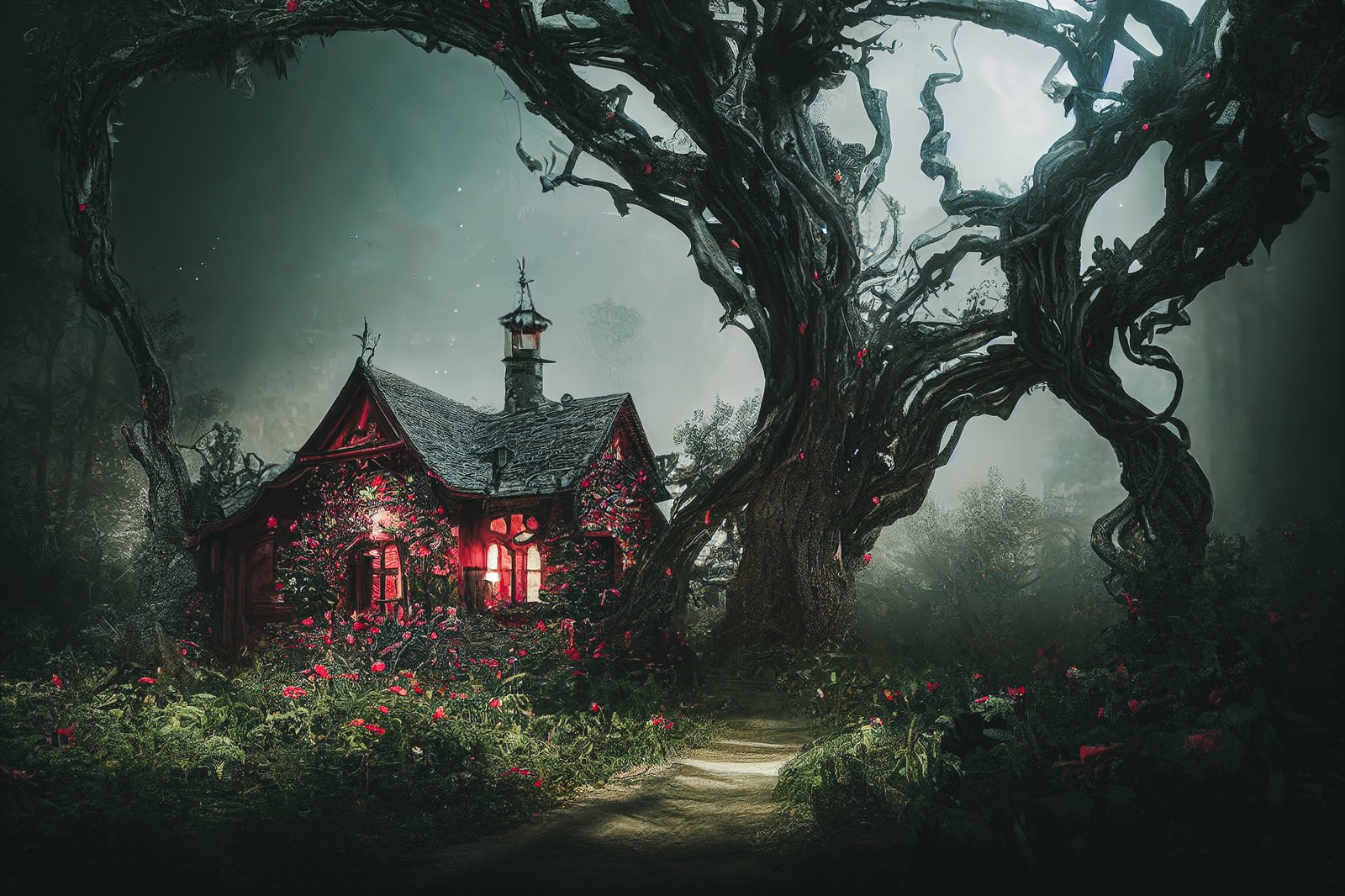 「森を守る巨木と魔女の家 | フリー素材のぱくたそ」の写真