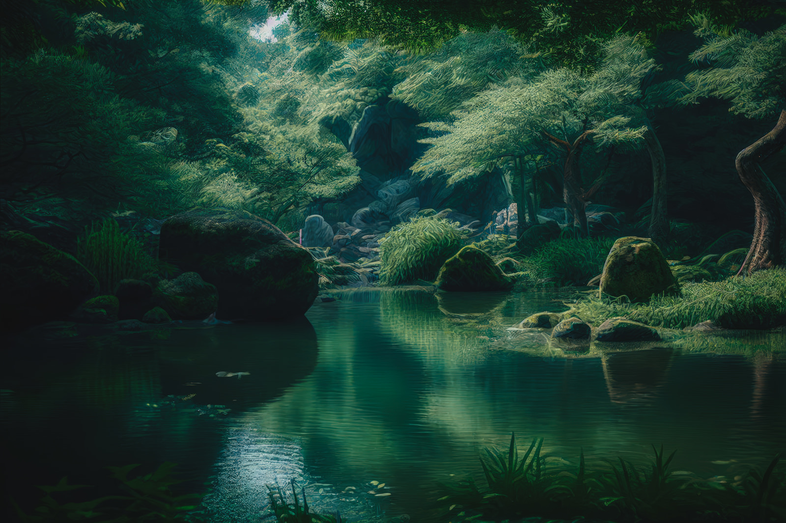 S. Litas 風景画 自然・湖 S. Litas 風景画 自然・湖 フリー素材】絵画風の湖（6枚）