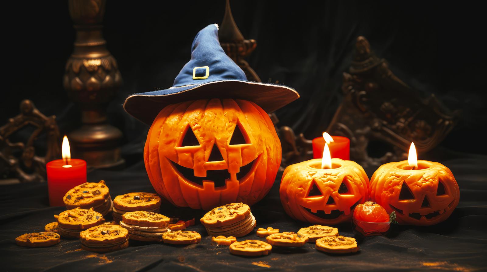 ハロウィンカボチャとゴーストの光の踊りの無料のAI画像素材 - ID.88286｜フリー素材 ぱくたそ