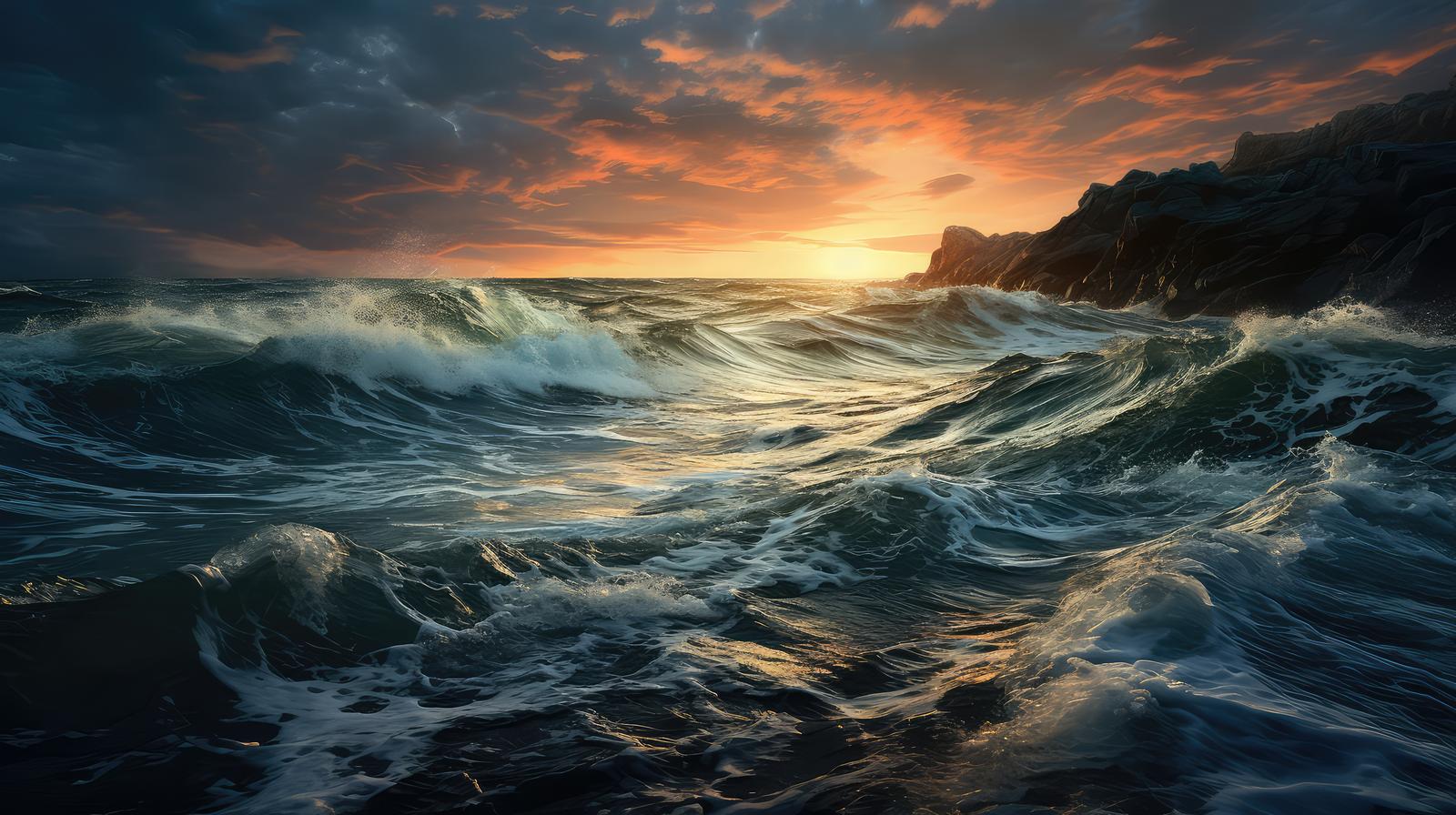 荒波と岩礁の無料のAI画像素材 - ID.88750｜フリー素材 ぱくたそ