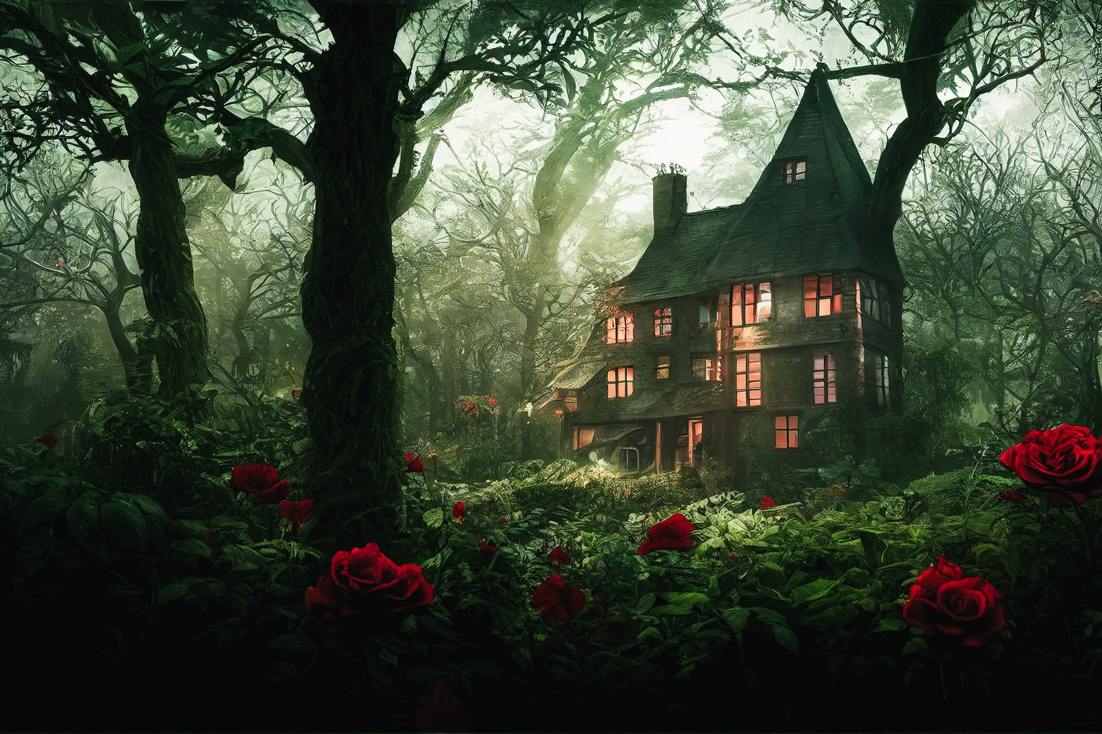 「赤い薔薇と魔女の館」の写真