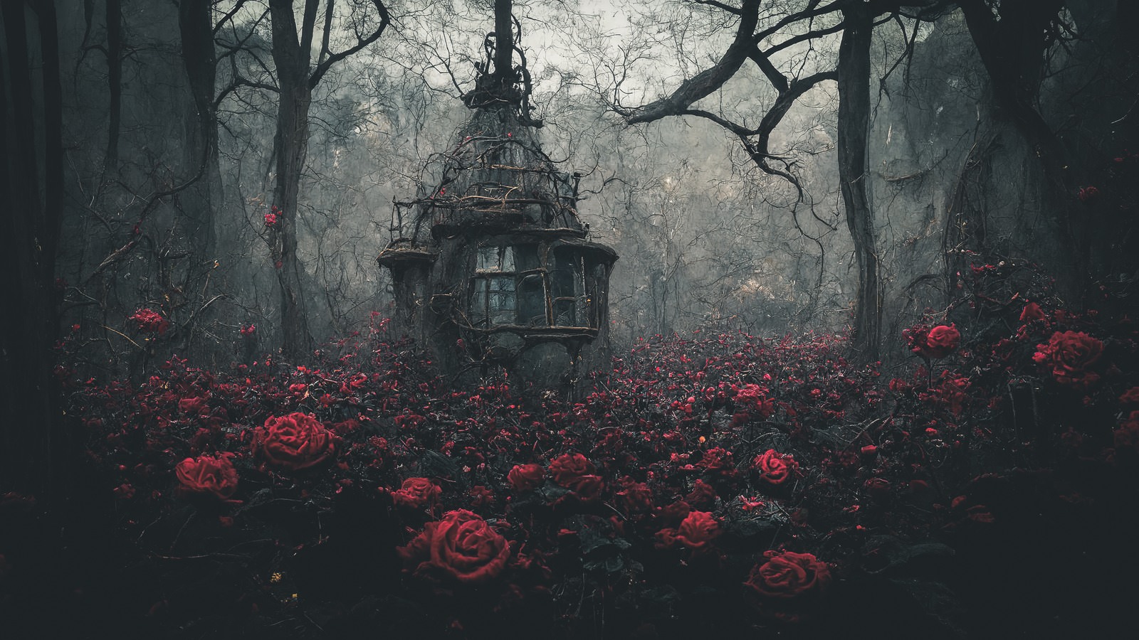 「薔薇に占領されたゴーストハウス | フリー素材のぱくたそ」の写真