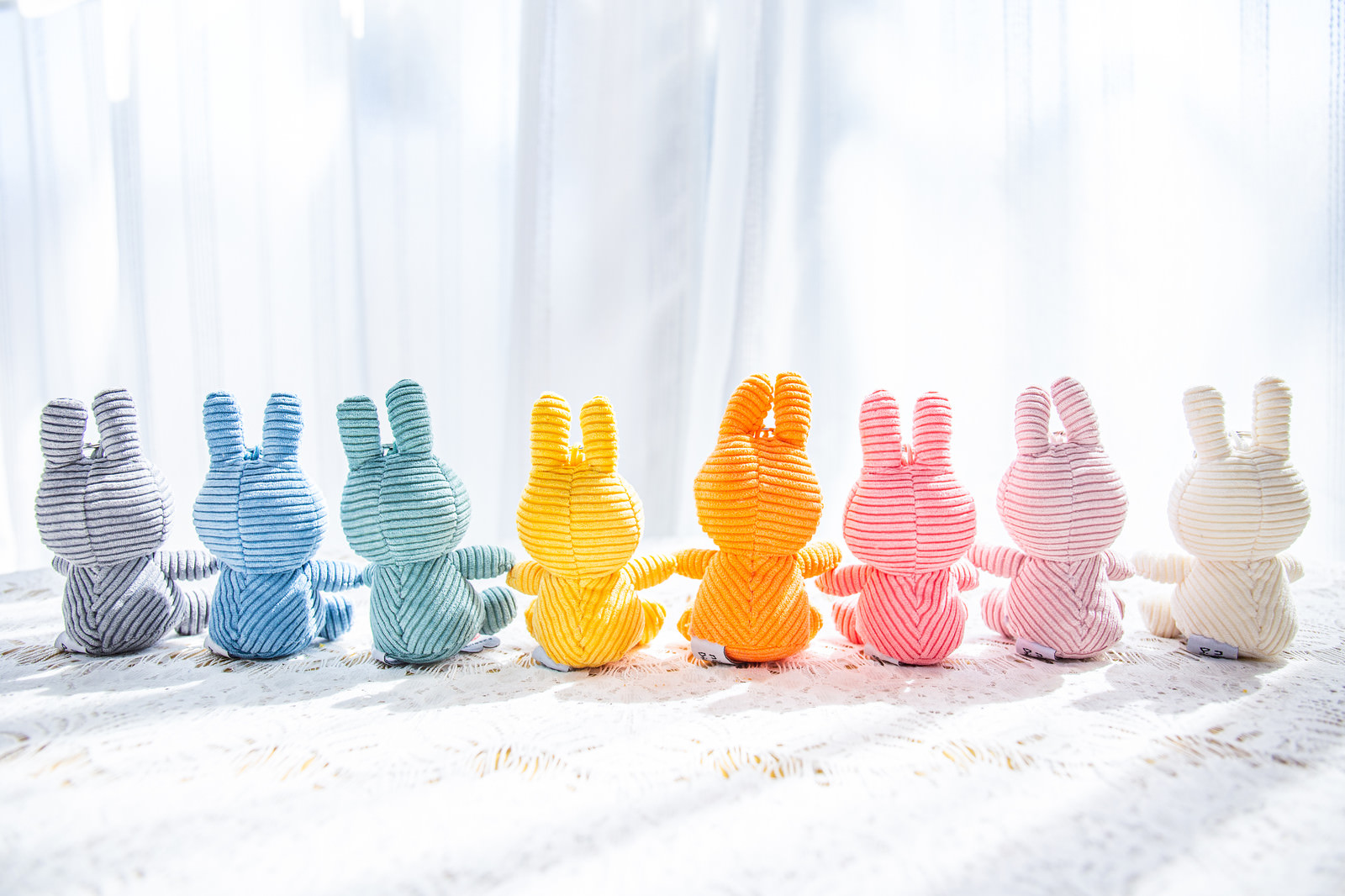 「10体のうさぎのぬいぐるみ」の写真