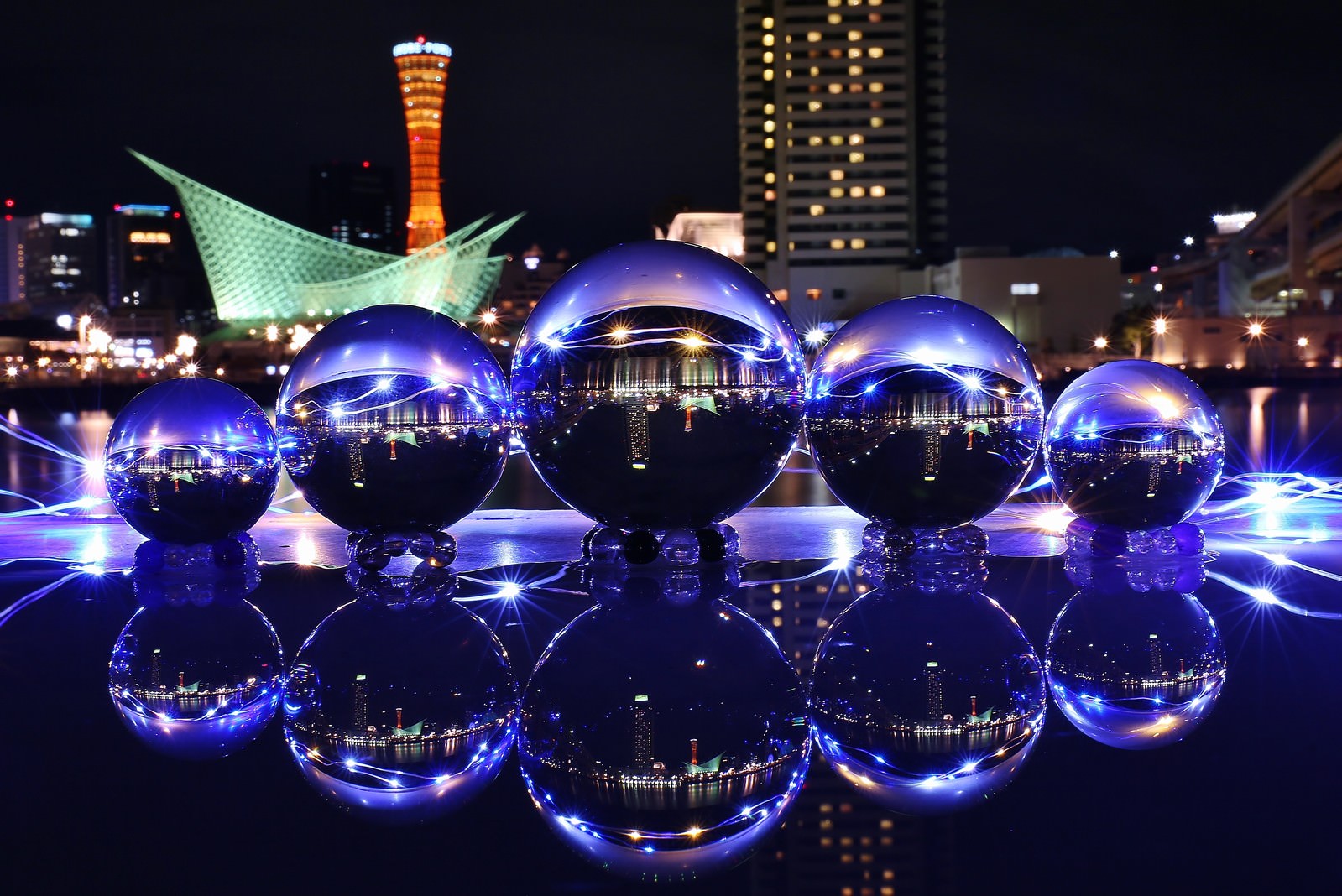 神戸の夜景と水晶玉の写真素材 ぱくたそ