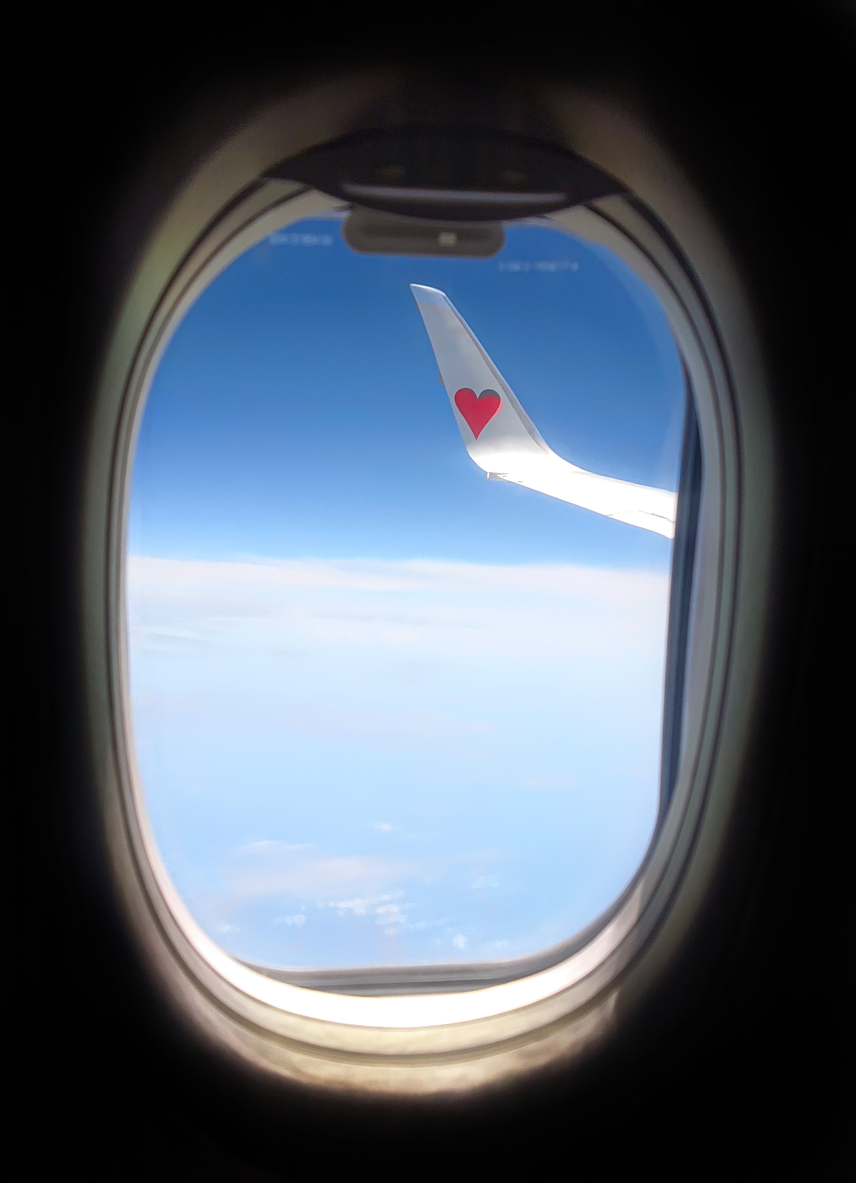 旅客機の窓から見たウィングレットのハートの写真素材 ぱくたそ