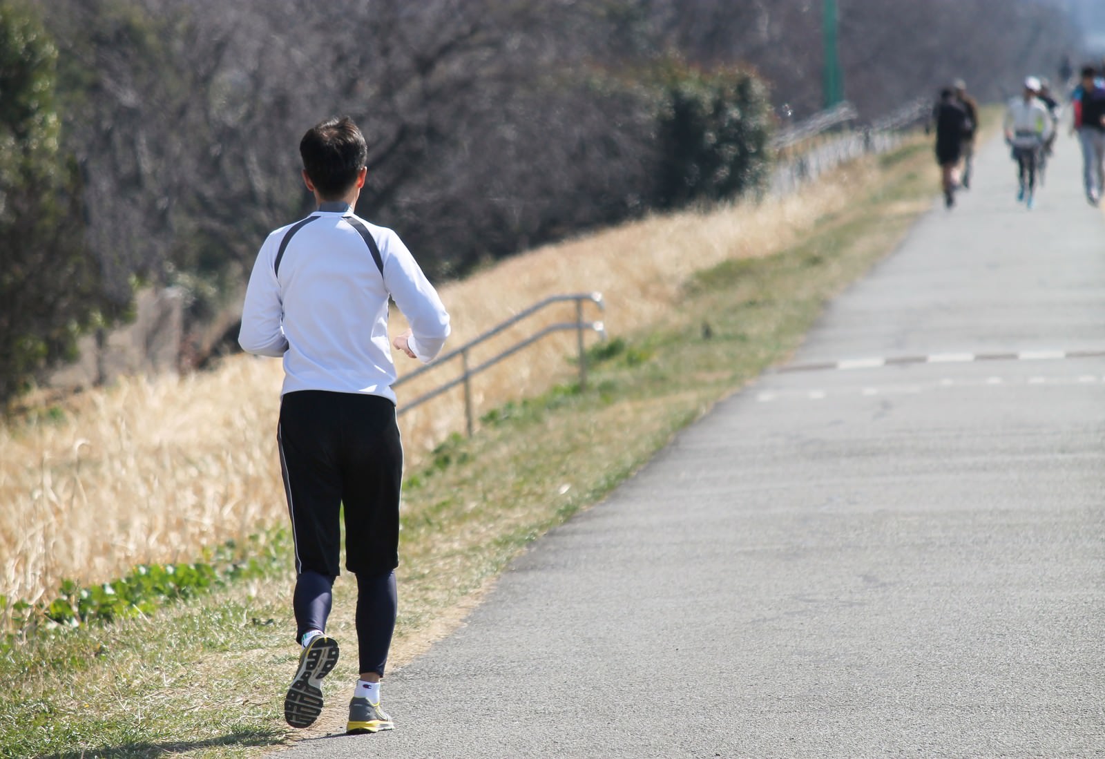 「河川敷を走るランナー」