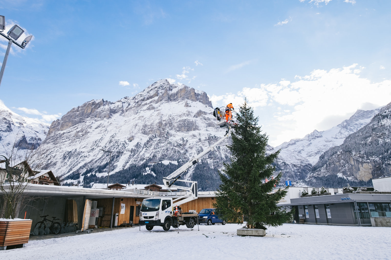 クリスマスツリーの準備中 スイス の写真を無料ダウンロード フリー素材 ぱくたそ
